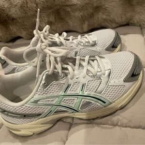 ASICS Women's White and Light Green Athletic Shoes